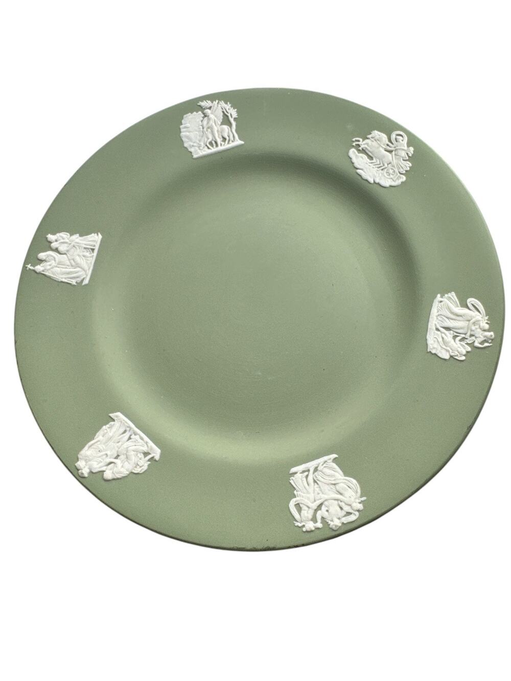 Rare Sage Green and Cream Wedgwood Jasperware 6.75” Plate
